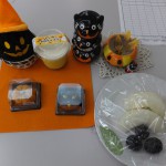 かぼちゃプリン、ハロウiン和菓子、果物